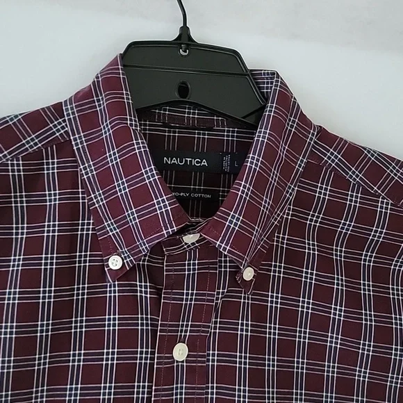 Nautica Plaid Button Down Men's Shirt Size Large 80's Two-Ply Cotton - Picture 3 of 8